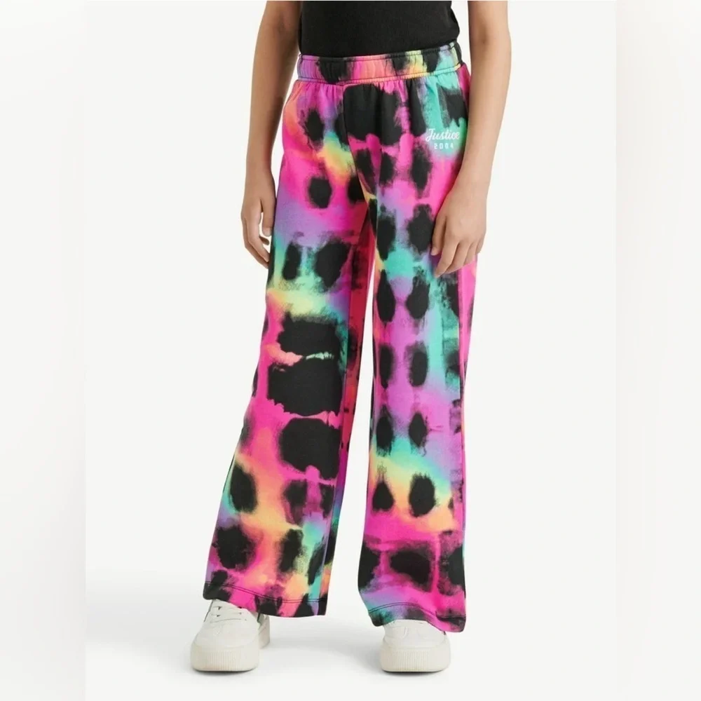 Justice Girls Fleece Wide Leg Pants Multicolor